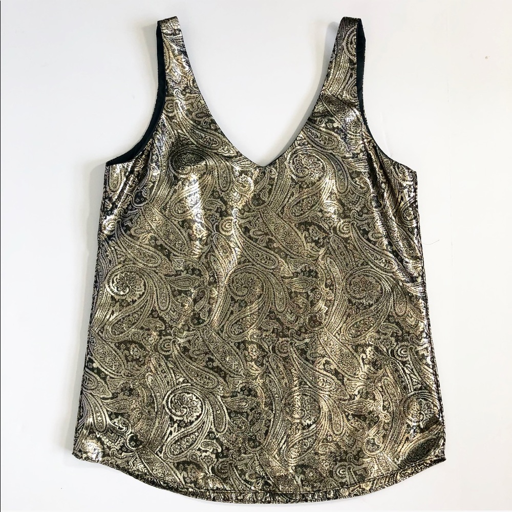 The Limited Gold Lame Paisley Tank Top